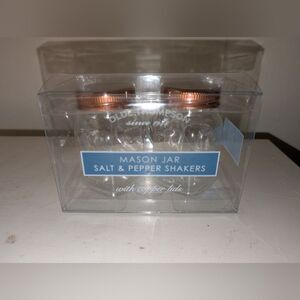 Olde Thompson Glass Mason Jar Salt & Pepper Shakers with Copper Lids New